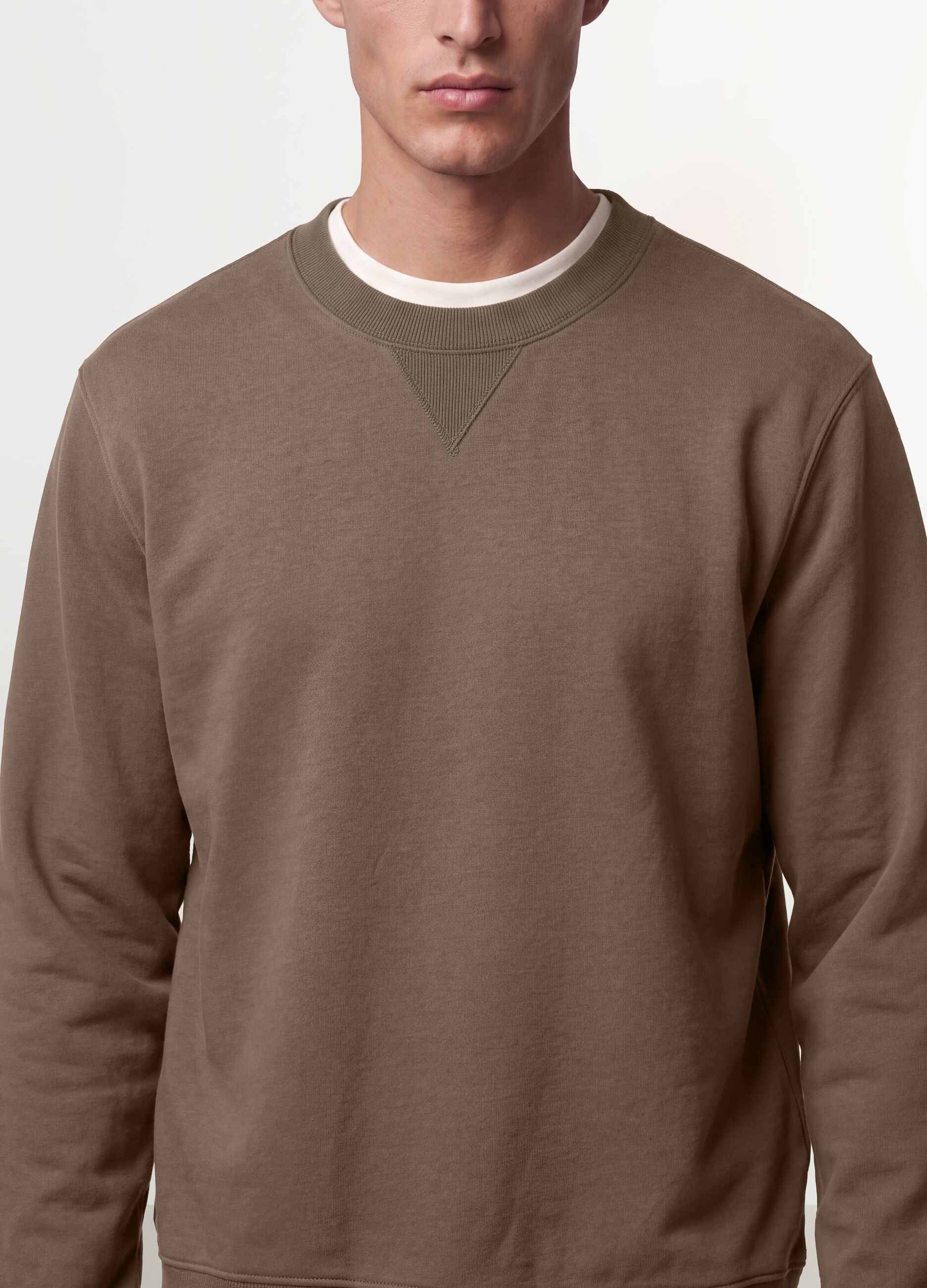 Grey crew-neck cotton-blend sweatshirt, regular fit