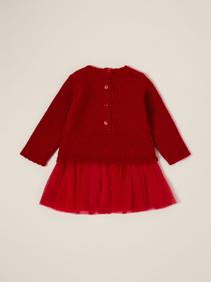 Vestito rosso per bambina con applicazione orsetto_1