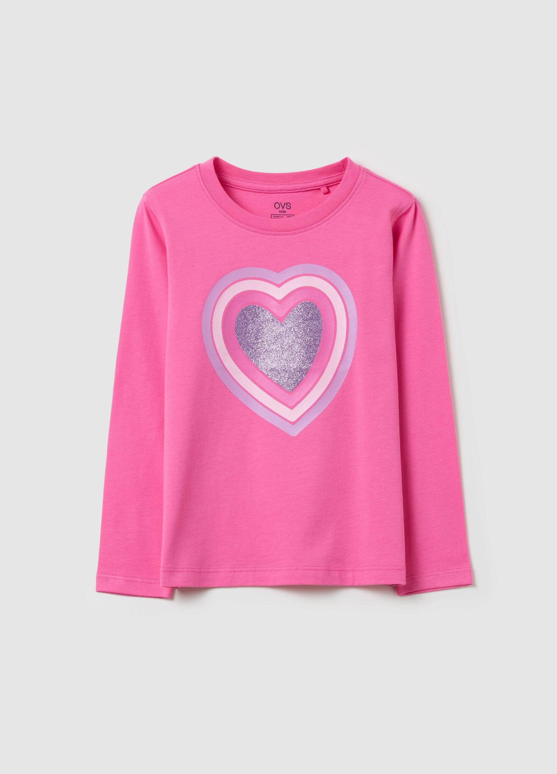 Long-sleeved T-shirt with glitter print