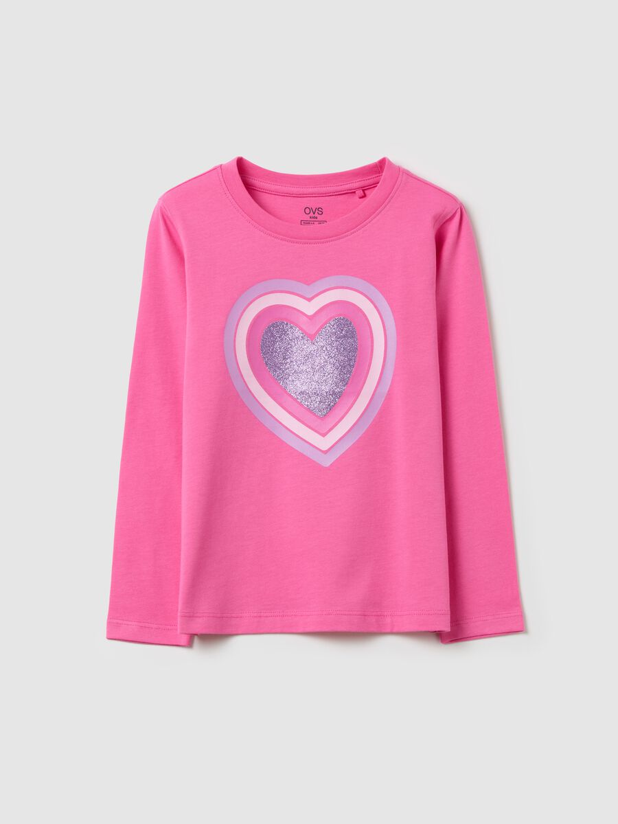 Long-sleeved T-shirt with glitter print_0