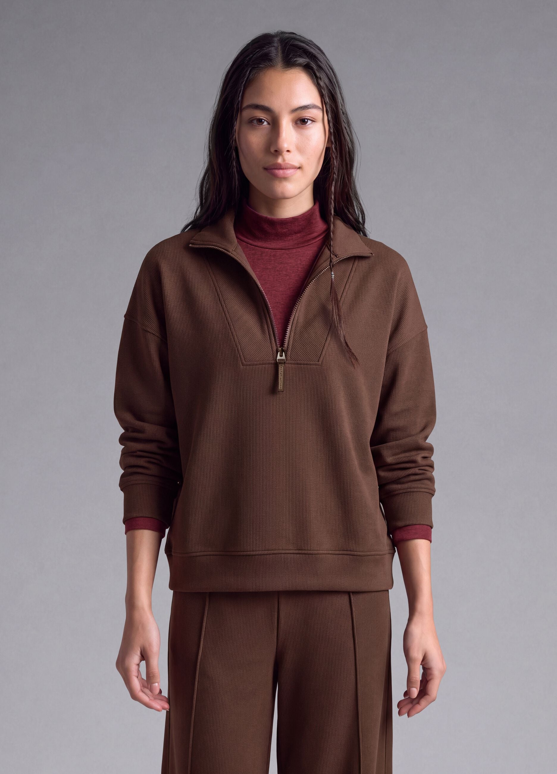 Brown stretch modal crew-neck sweatshirt ALTAVIA STUDIO