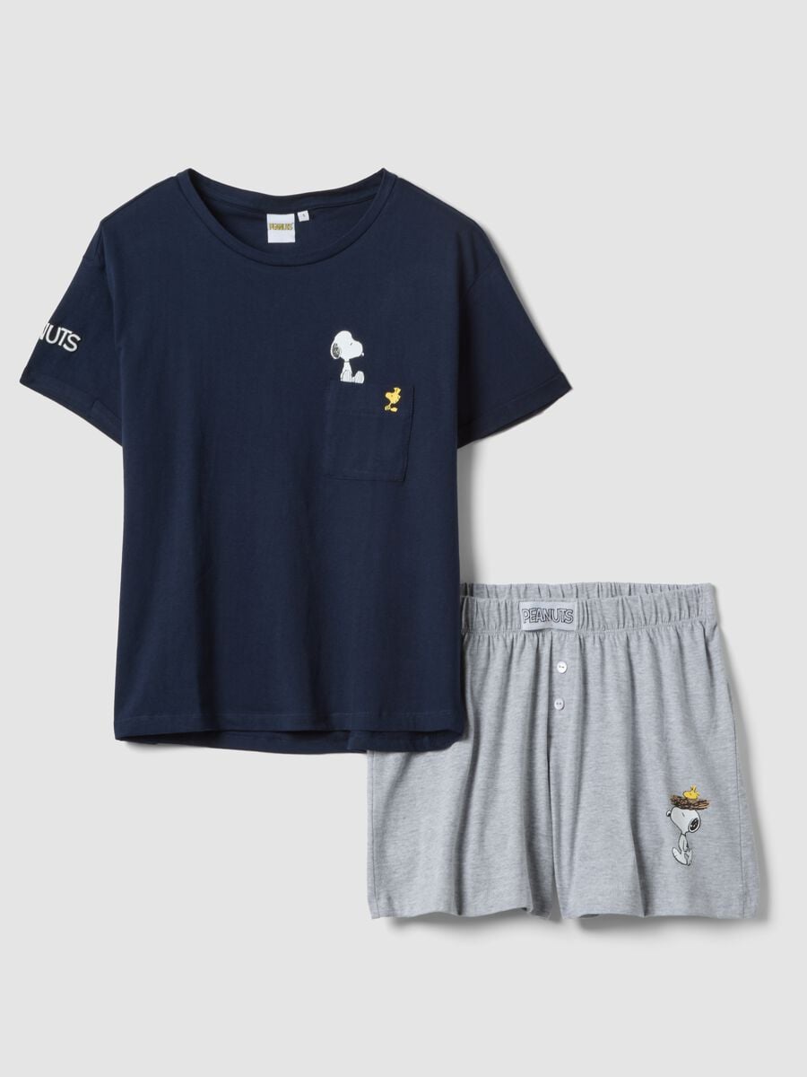 Blue and grey pure cotton short pyjamas with Peanuts print_4