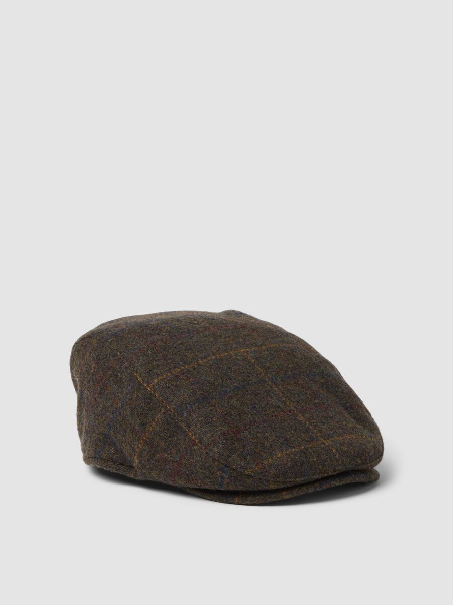 Brown wool-viscose blend flat cap_0