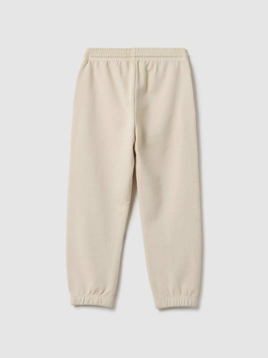 Kids' beige jogger trousers in pure cotton regular fit with logo_1
