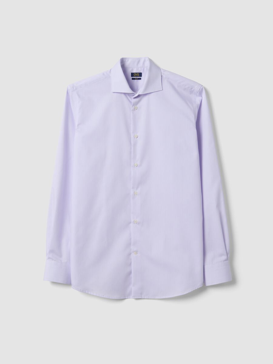 Camicia bianca a righe in puro cotone con collo francese slim fit no iron_4