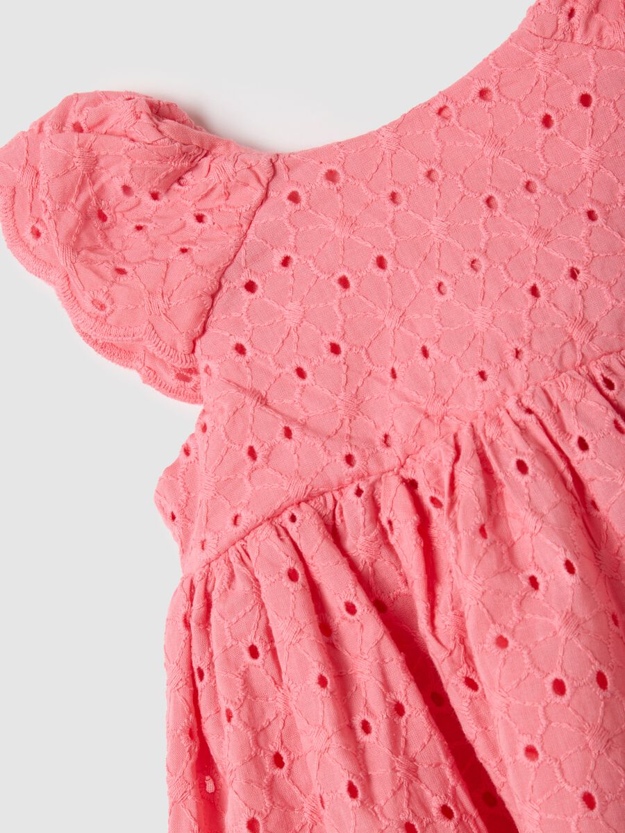 Girls' Pure Cotton Pink Dress with Cut-Out Details_2