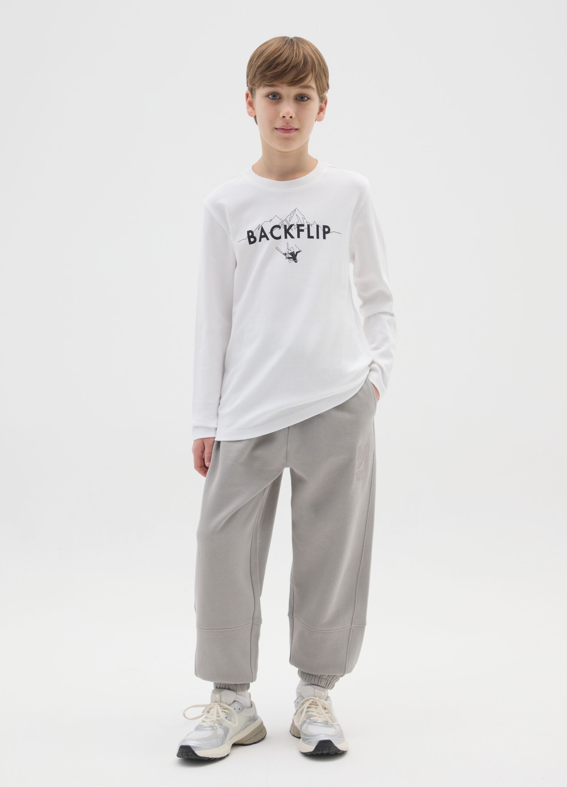 Grey cotton jogger trousers