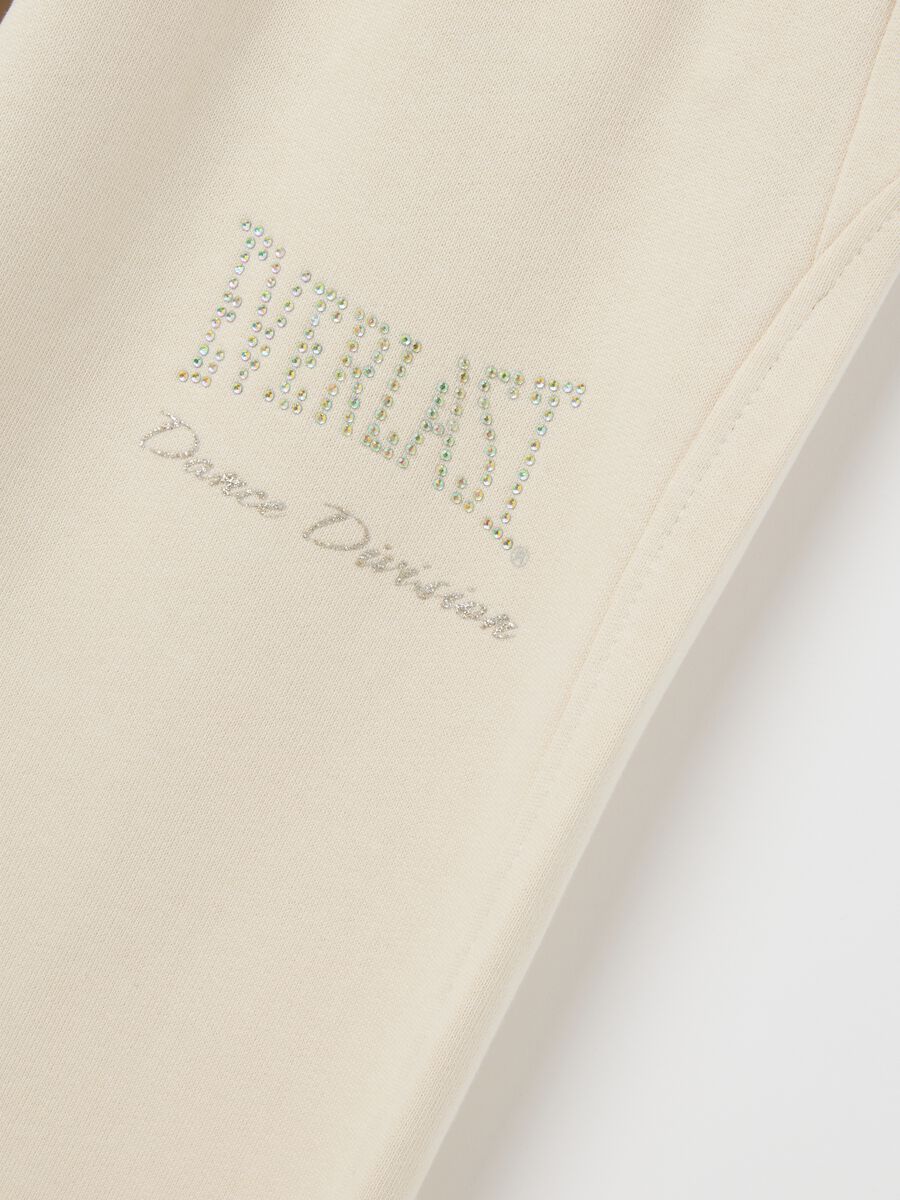 Pantaloni da bambina in puro cotone beige wide leg_2