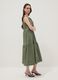 Abito verde smanicato in puro cotone con balze regular fit_0