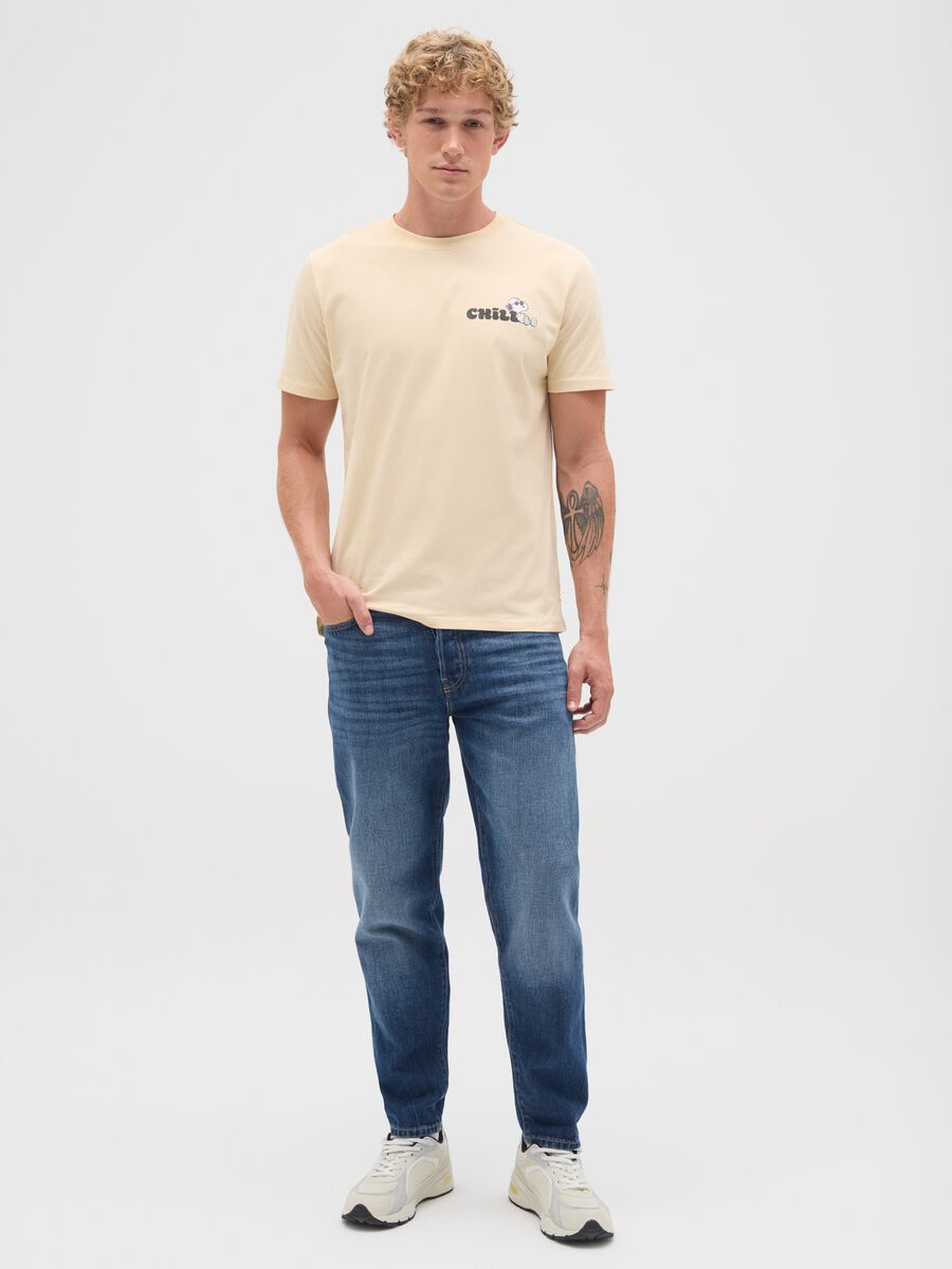 Men's regular fit beige pure cotton t-shirt_1