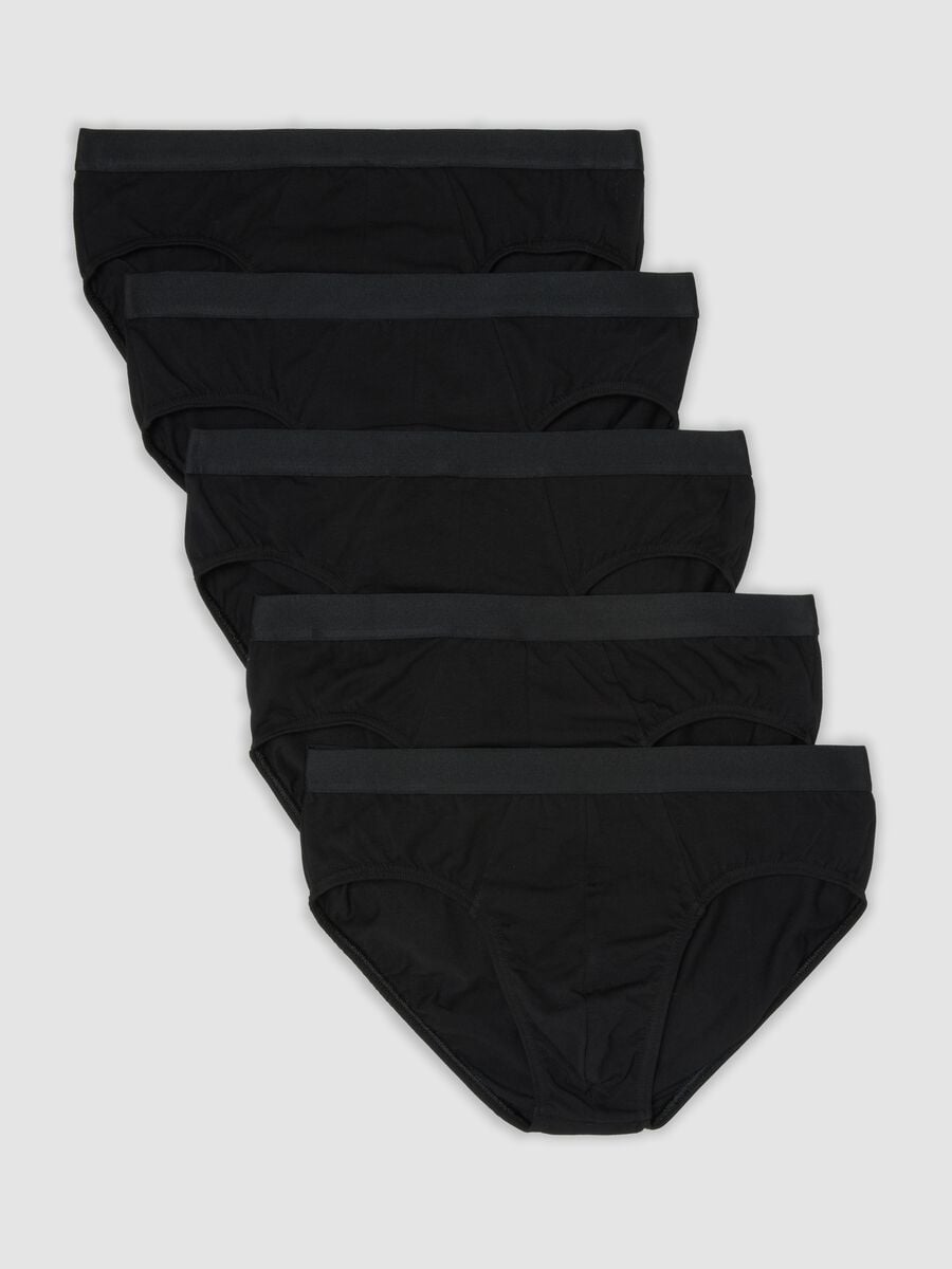 Multipack di cinque slip neri in cotone organico elasticizzato_4