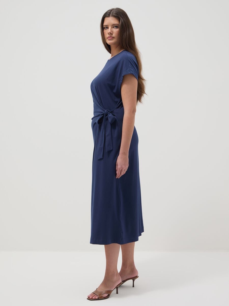 Blue stretch-cotton midi dress_0