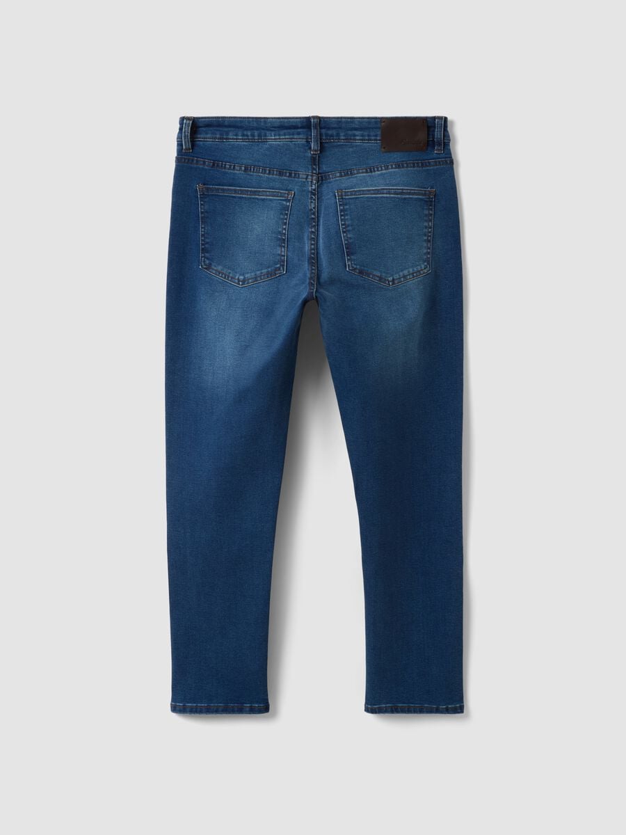 Jeans blu in cotone elasticizzato slim tapered fit_2