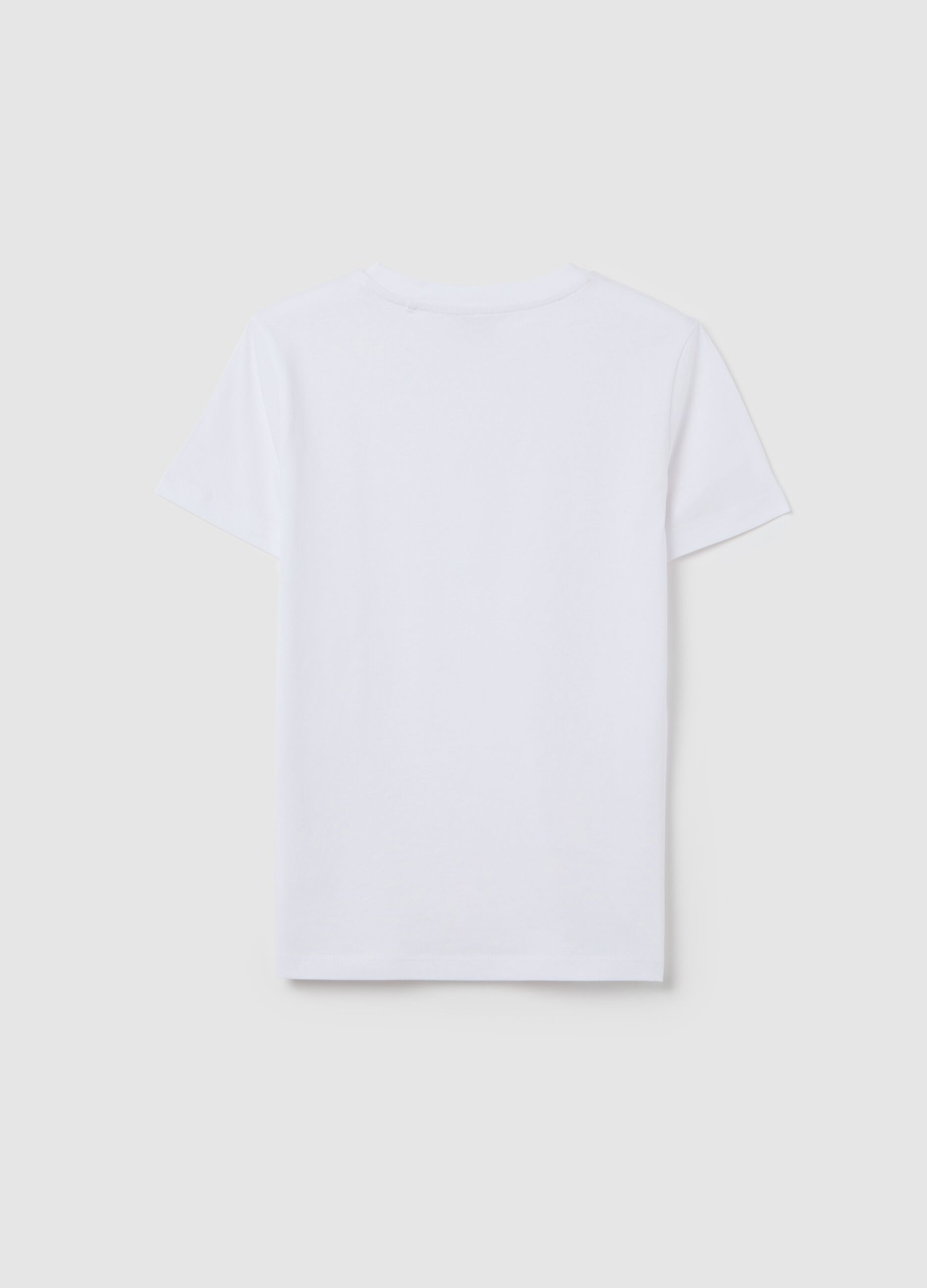 Boys’ white slim-fit T-shirt in 100% cotton