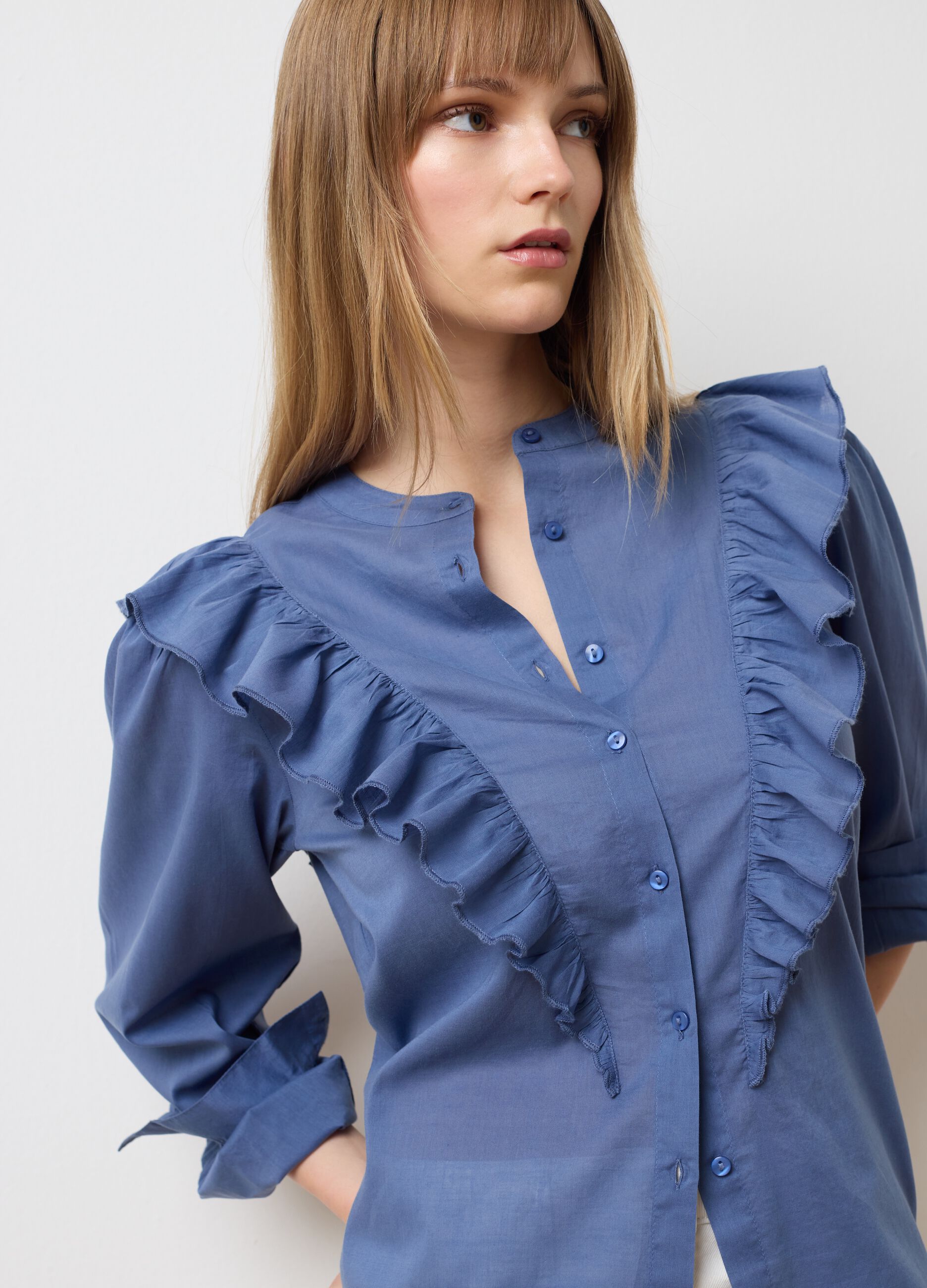 Blue Regular Fit Pure Cotton Shirt