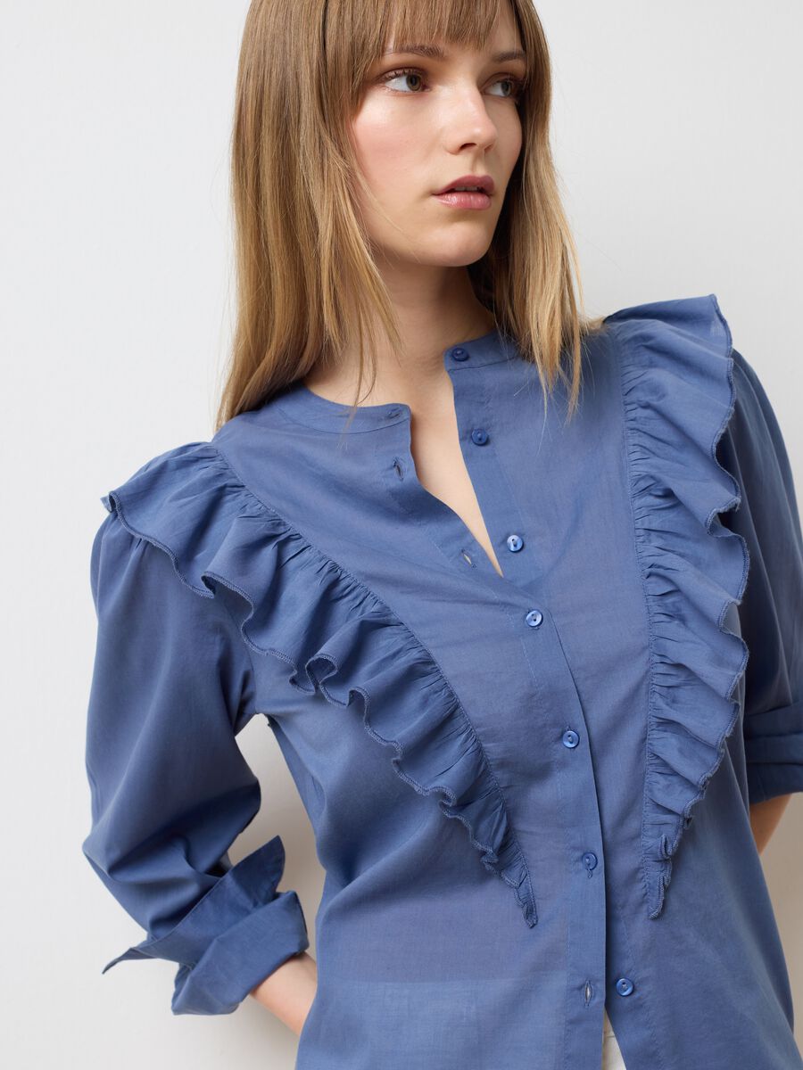Blue Regular Fit Pure Cotton Shirt_3