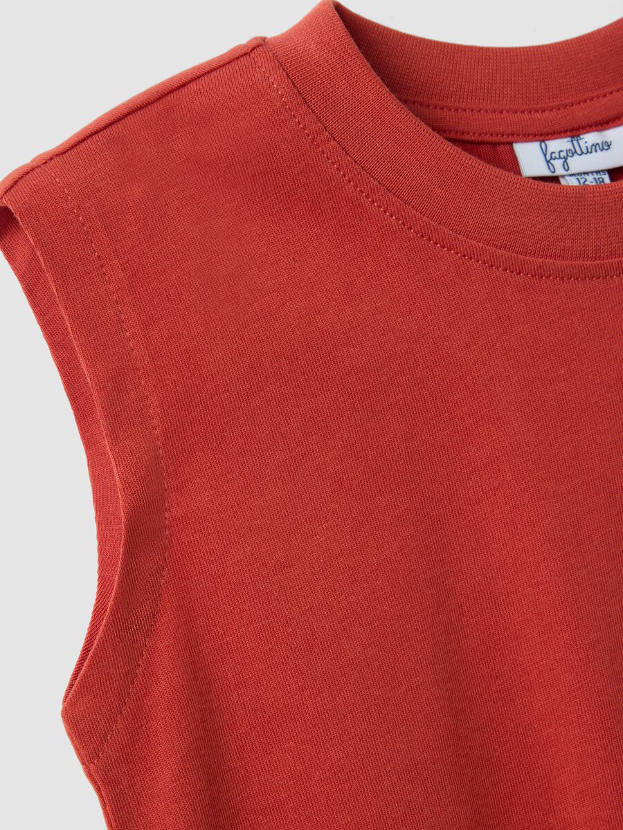 Red children's pure cotton tank top regular fit with pocket_3