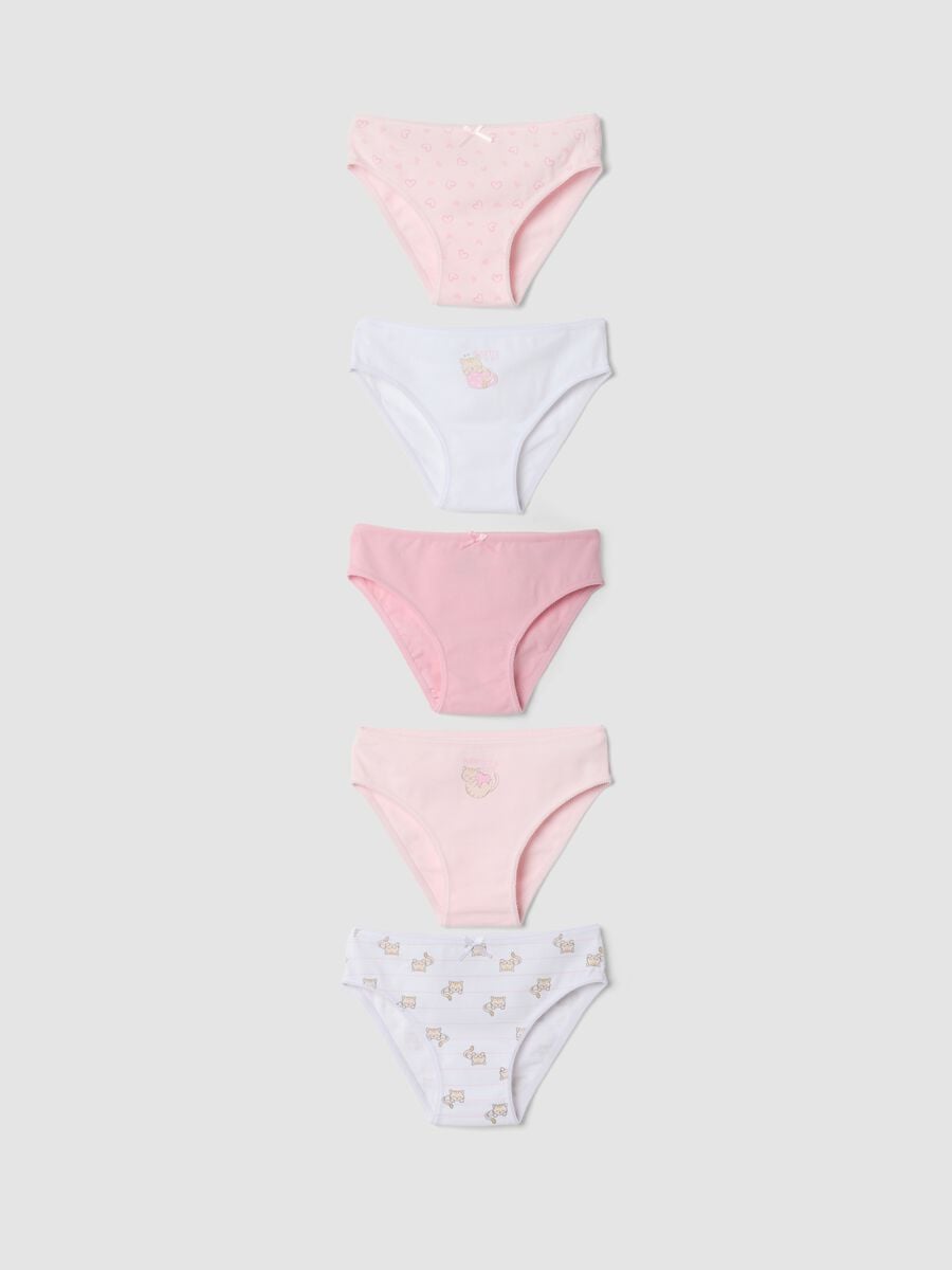 Multipack di cinque slip rosa e bianchi in cotone organico elasticizzato_0
