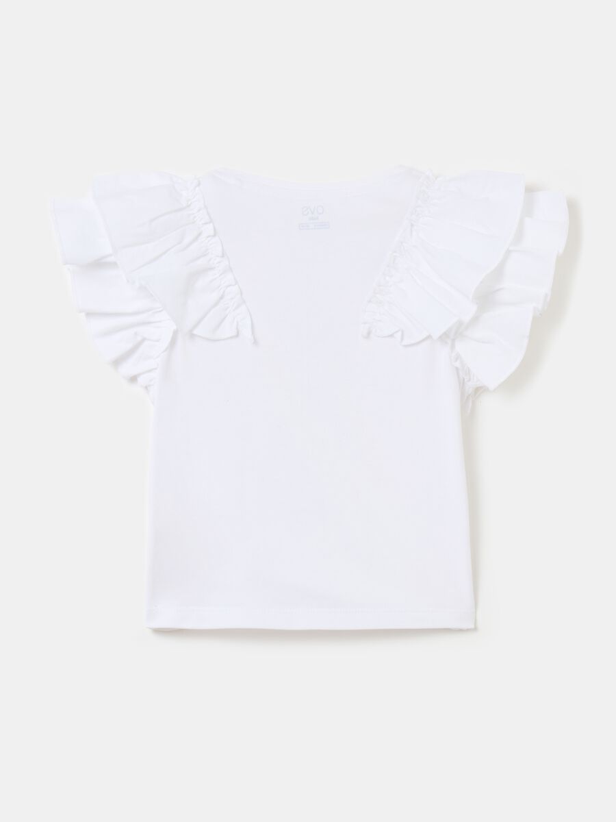 T-shirt in cotone stretch con volant_1