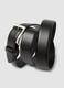 Black genuine leather belt with metal buckle_2