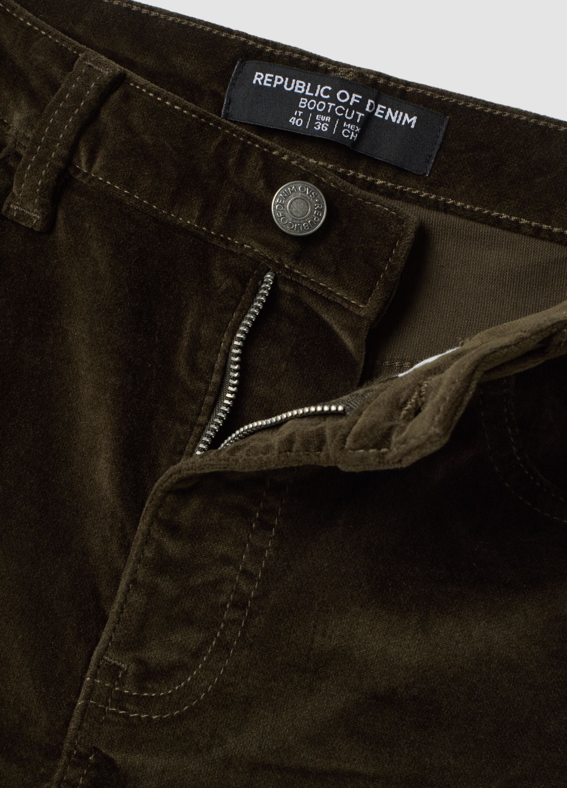 Green bootcut stretch-cotton jeans