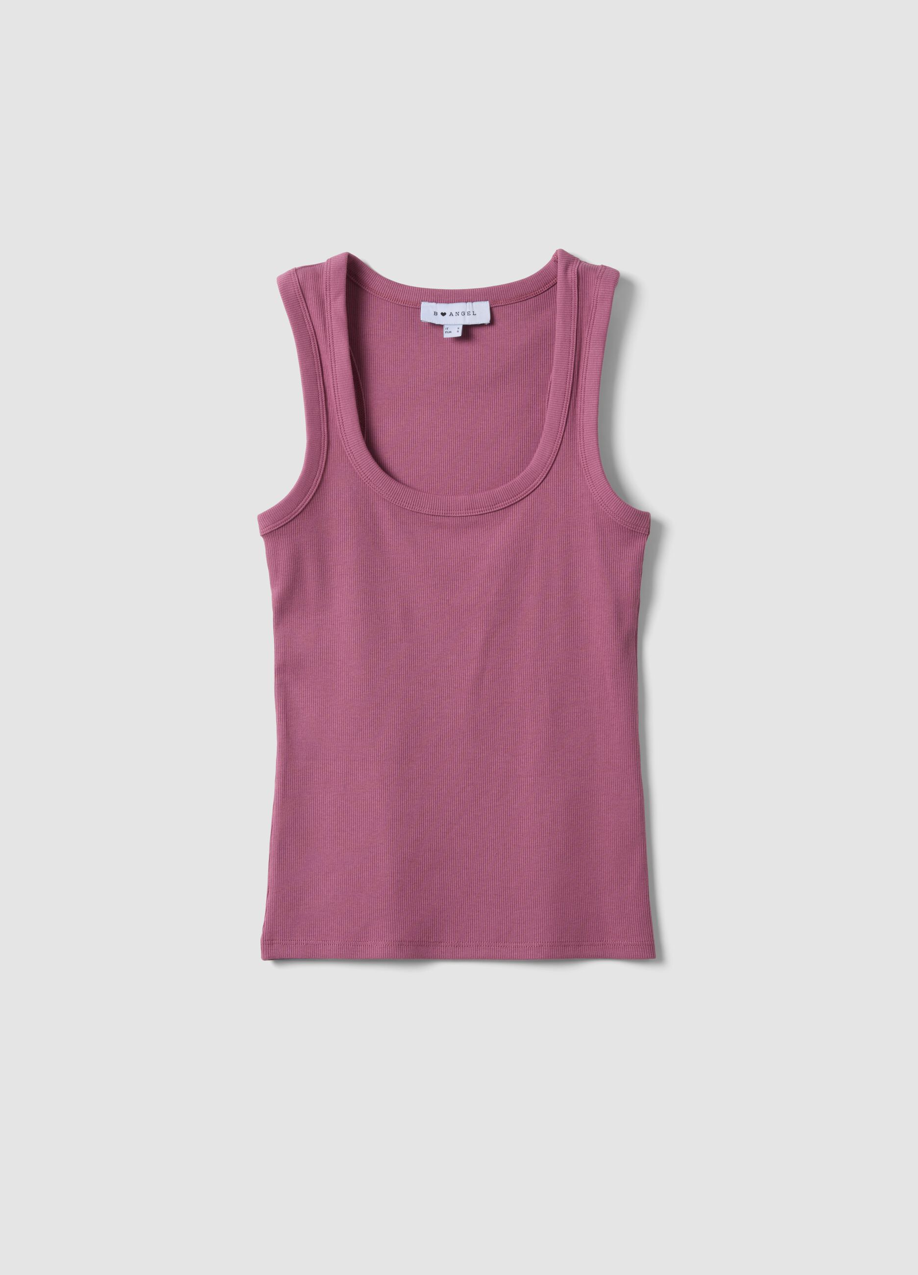 Tank top rosa in cotone elasticizzato fitted