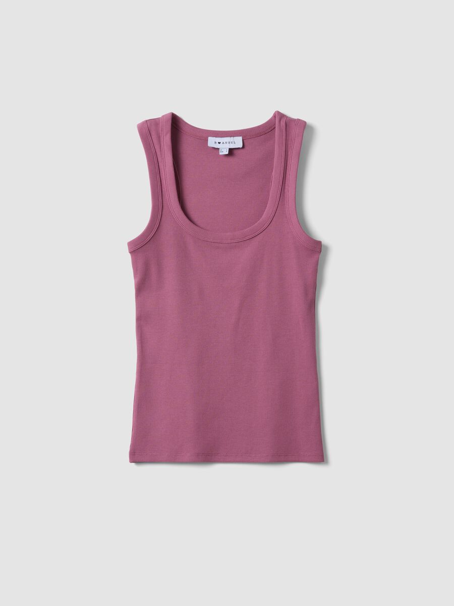 Tank top rosa in cotone elasticizzato fitted_0