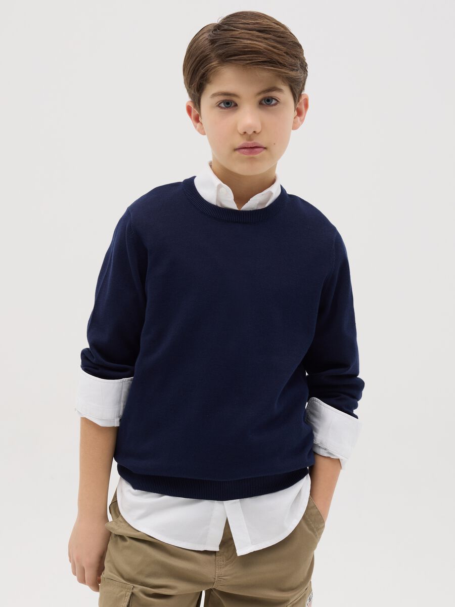 Solid colour cotton pullover_0