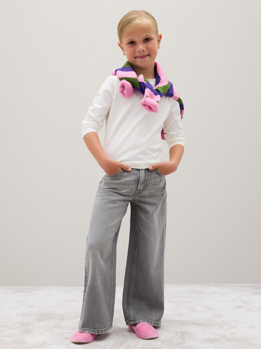 Girls' pure cotton grey jeans_0