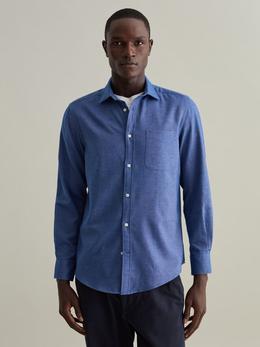 Cotton twill shirt with pocket_0