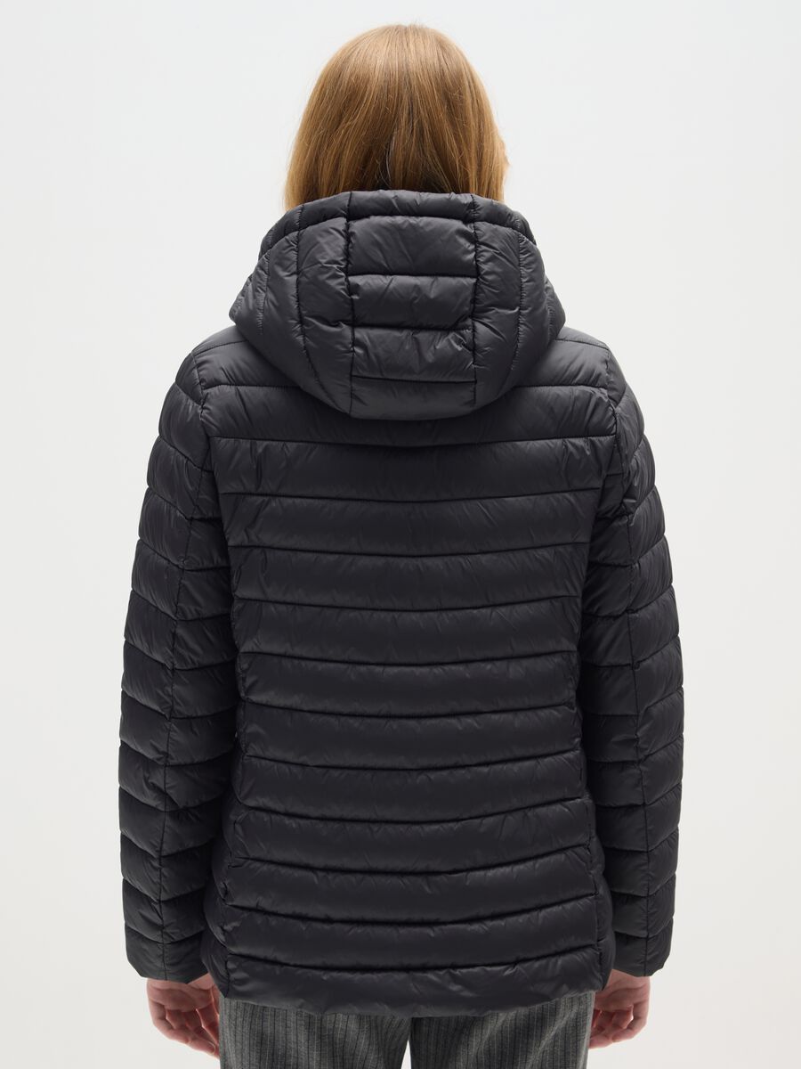 Black padded jacket regular fit with hood_2
