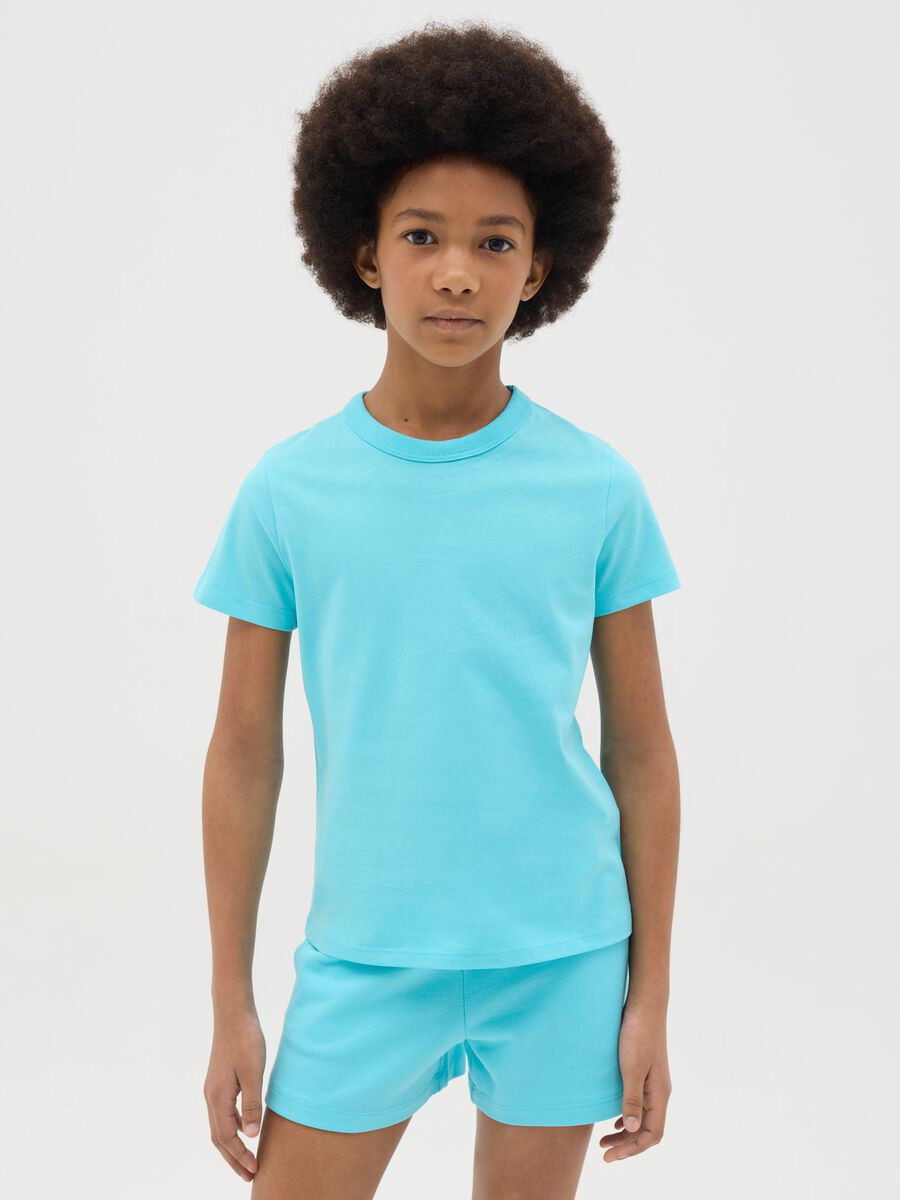 T-shirt Essential azzurra in cotone organico _0