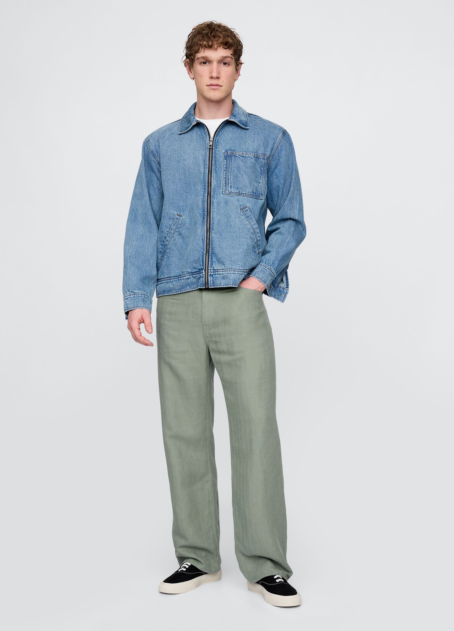 Light Green Mixed Fabric Trousers