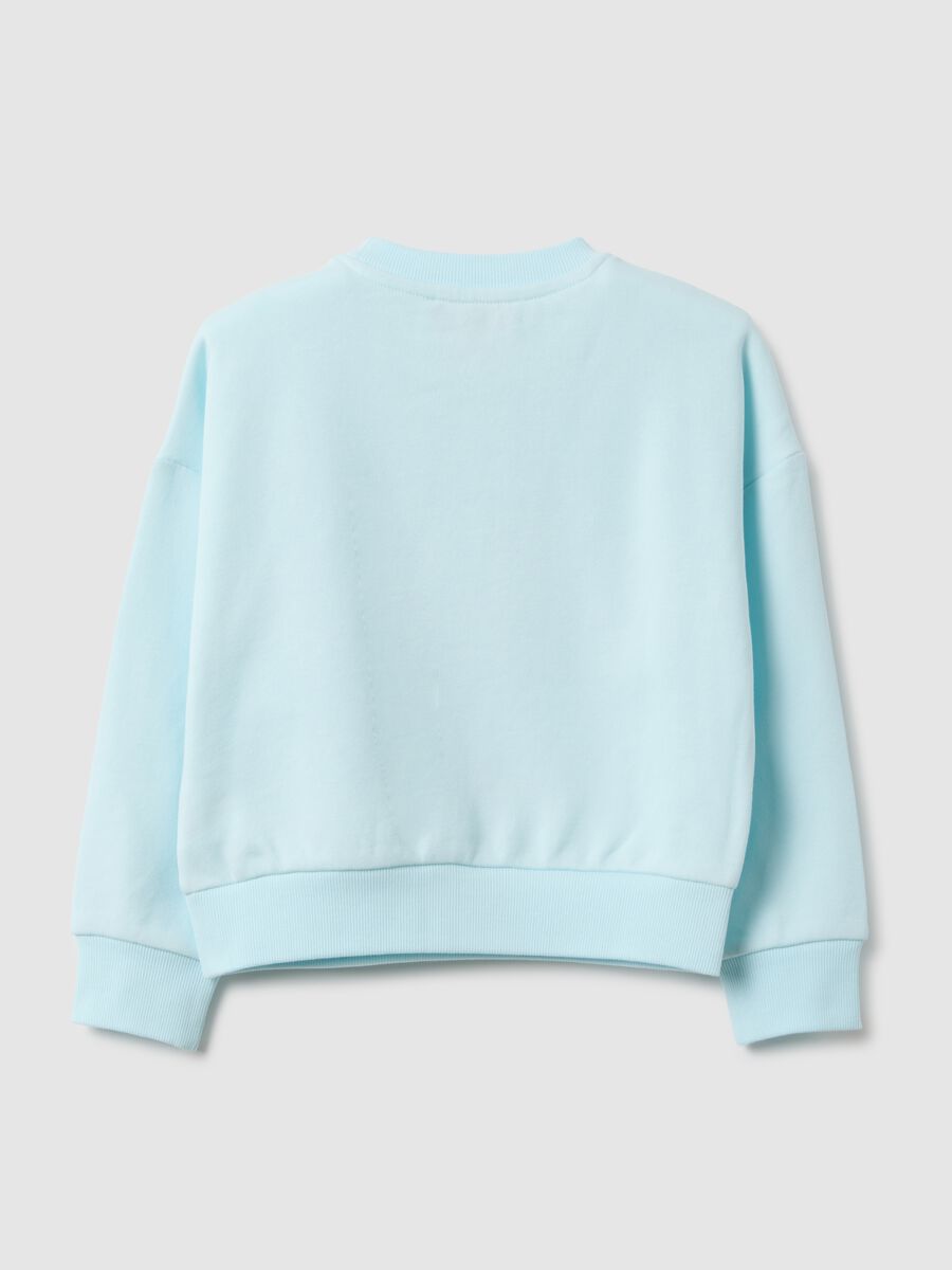 Sky blue cotton blend regular fit sweatshirt with heart for girls_1
