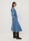Blue pure cotton denim dress with deep V-neck regular fit_2