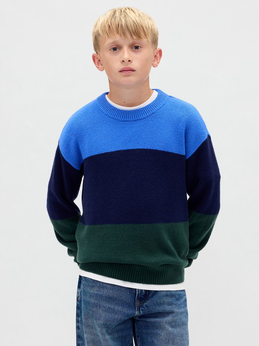 Maglione a righe multicolor da bambino in misto cotone_0
