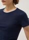 T-shirt in puro cotone blu regular fit con cucitura a contrasto_3