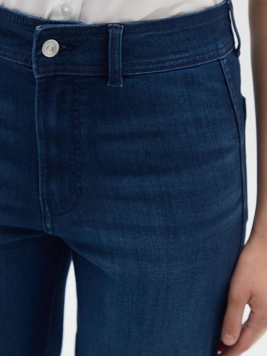 Jeans blu wide leg in misto cotone elasticizzato_3