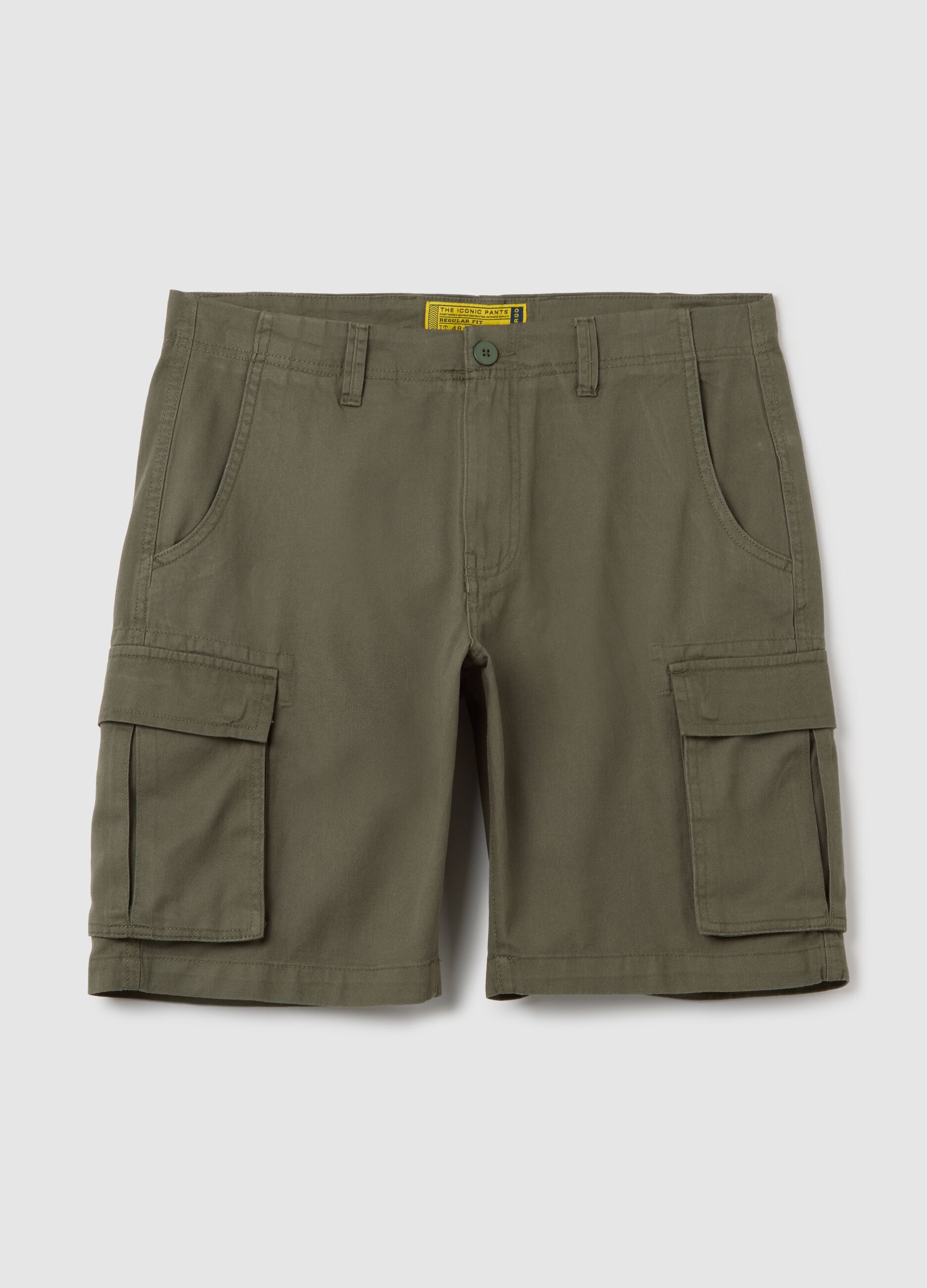 Bermuda da uomo in puro cotone verde regular fit