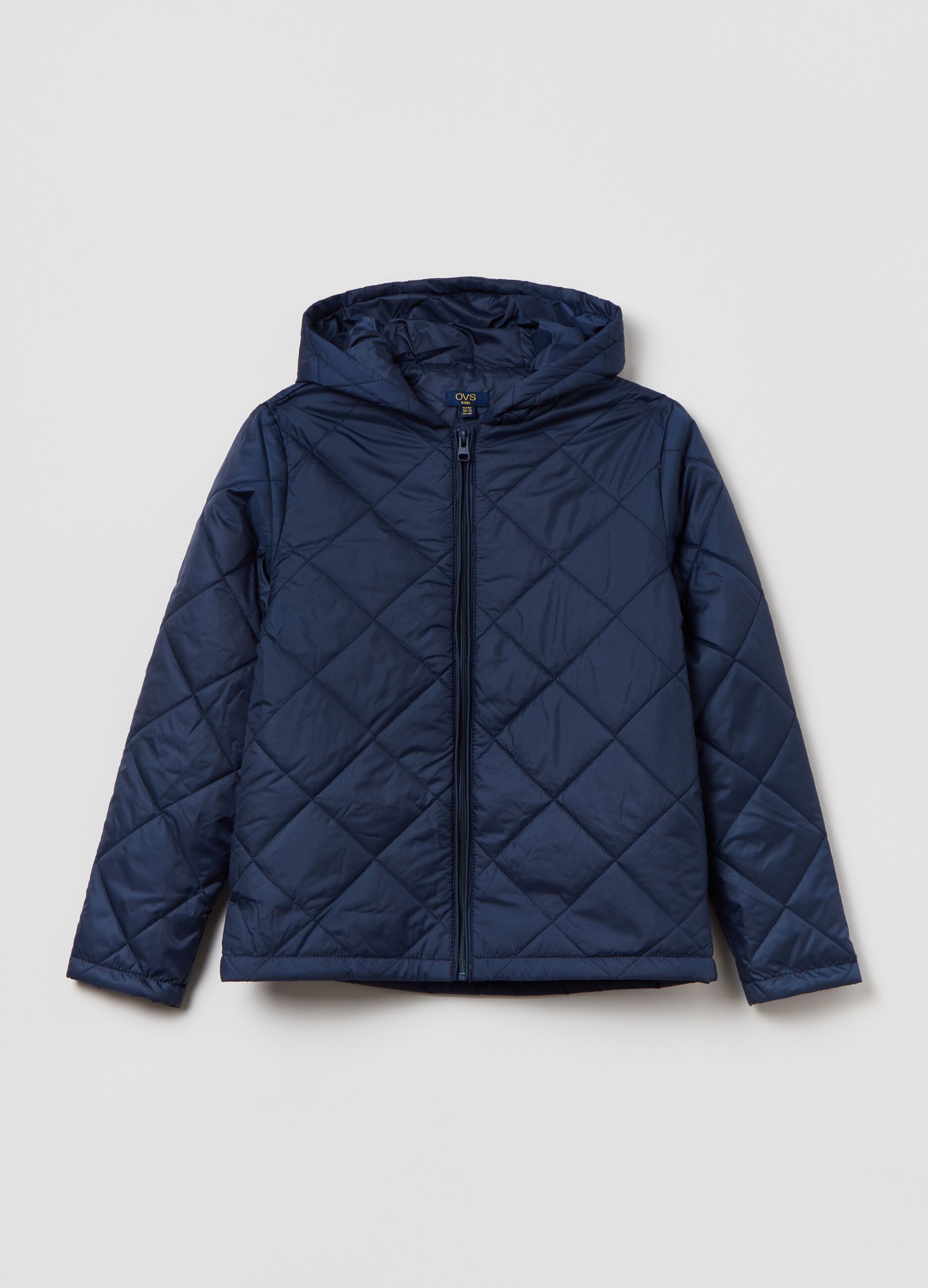 Full-zip down jacket with hood