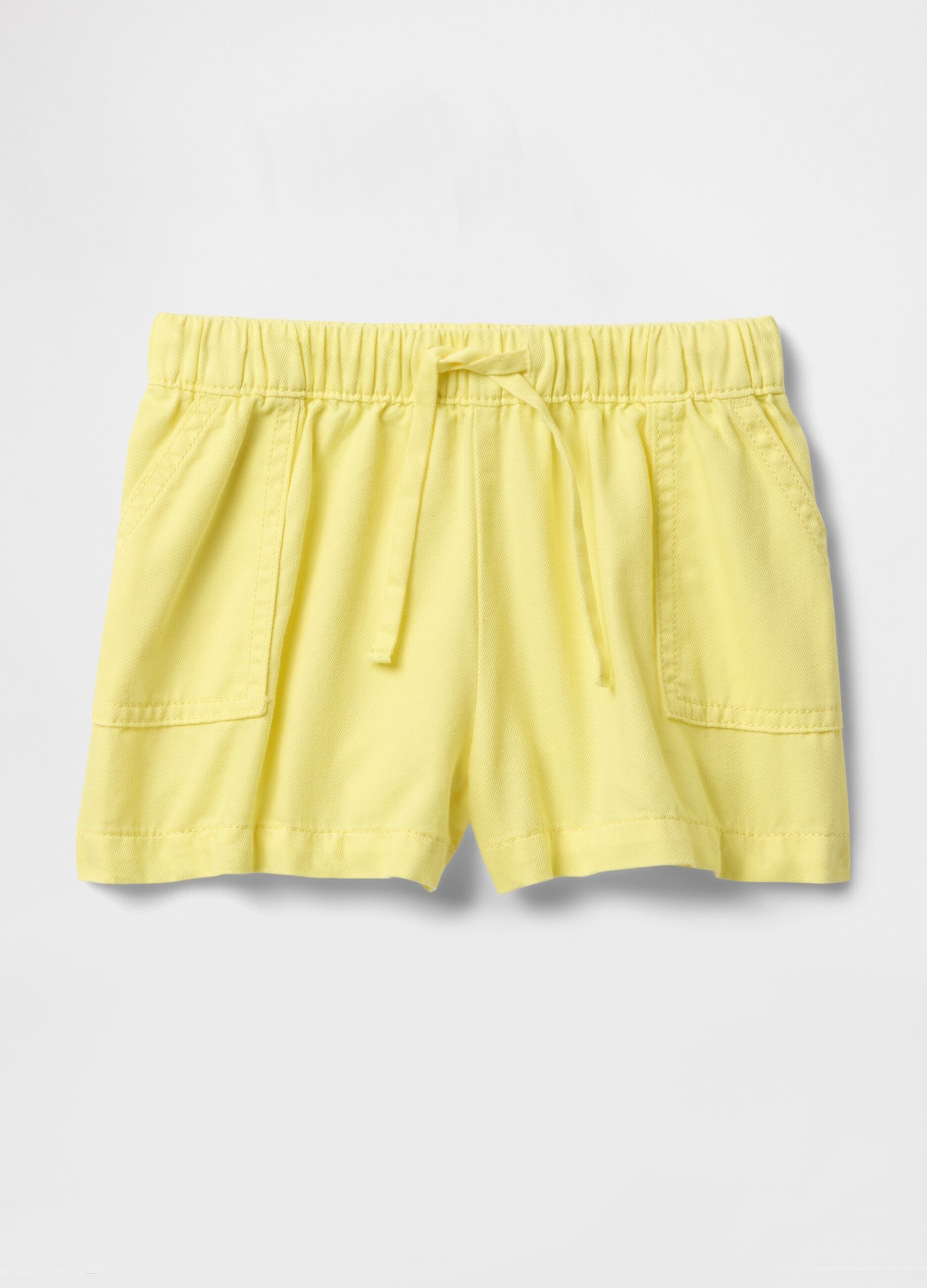 Yellow shorts with drawstring