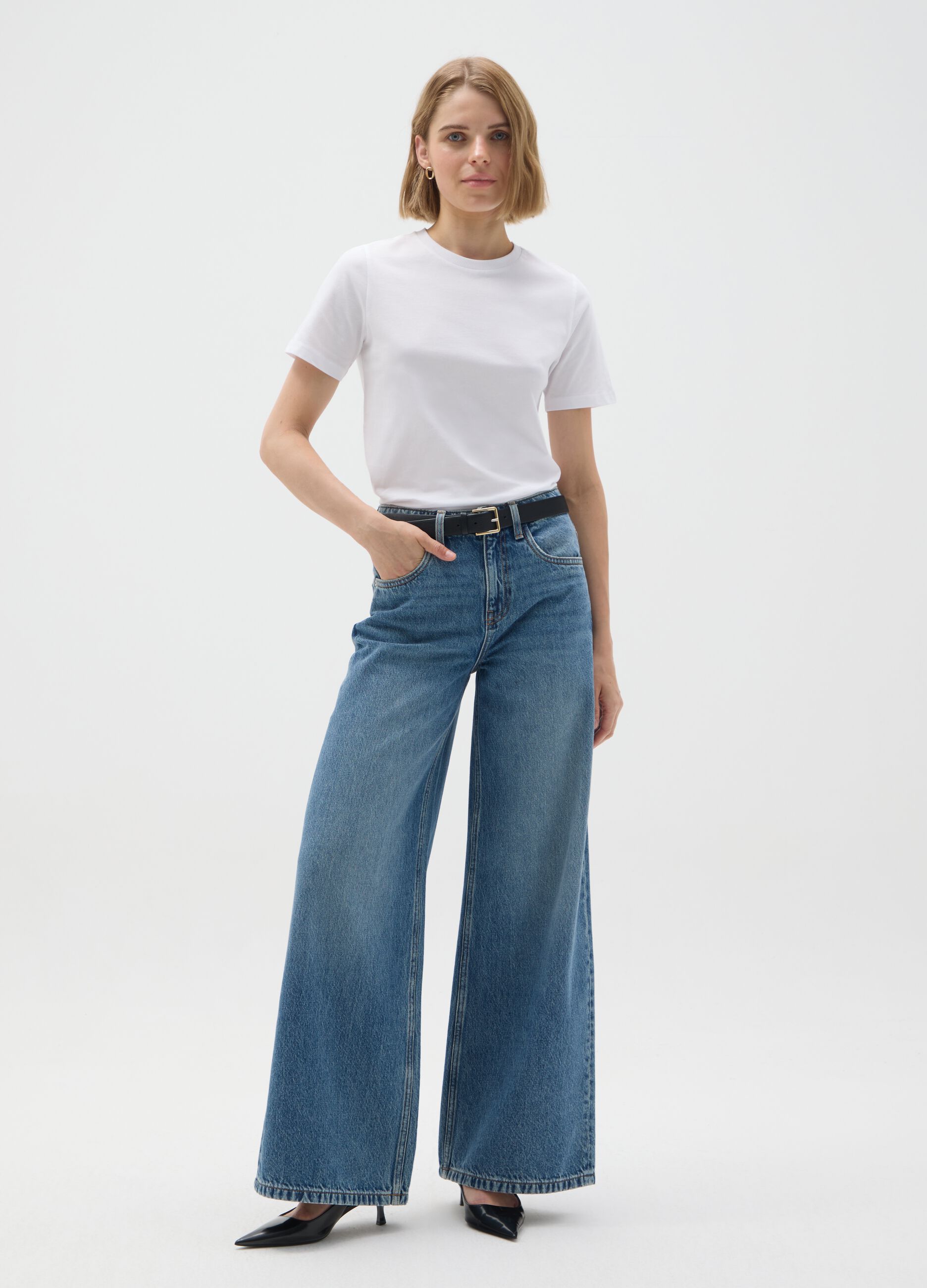 White pure cotton t-shirt regular fit