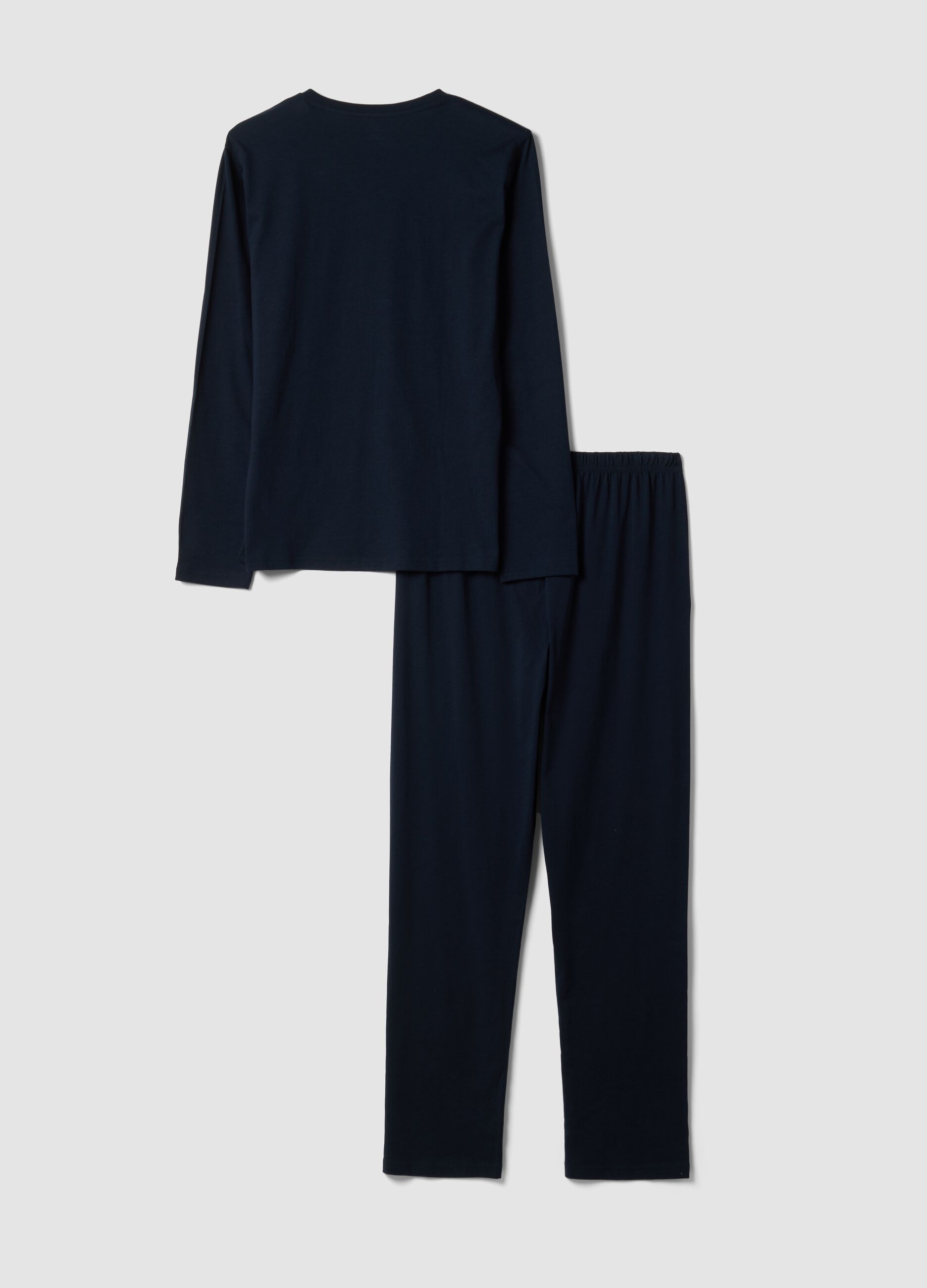 Blue pure organic cotton V-neck pyjamas, regular fit