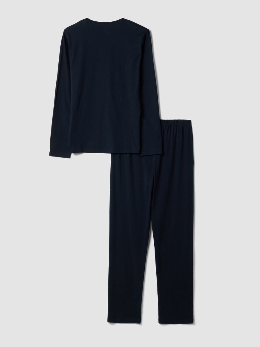 Pigiama blu in puro cotone organico con scollo a V regular fit_5