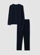 Blue pure organic cotton V-neck pyjamas, regular fit_5