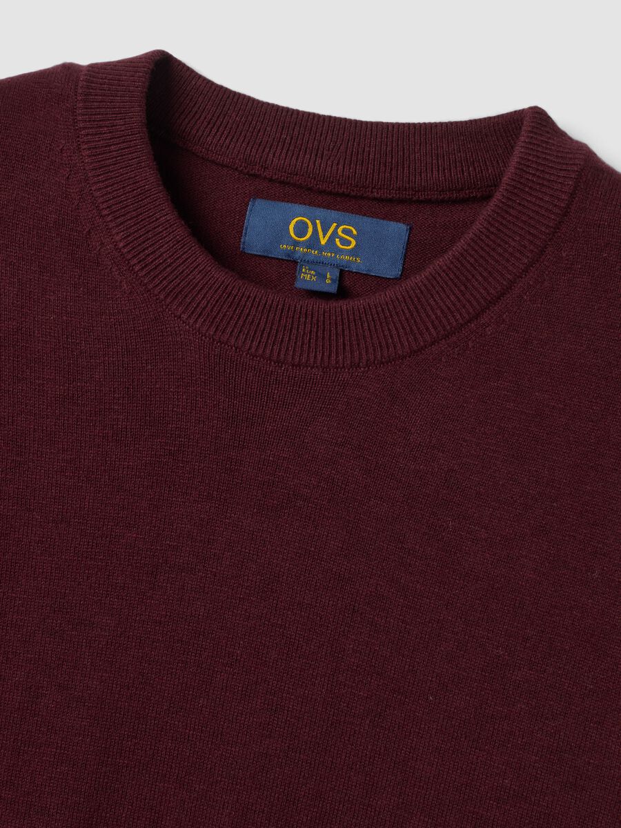 Maglia rossa in misto cotone e cashmere girocollo_5