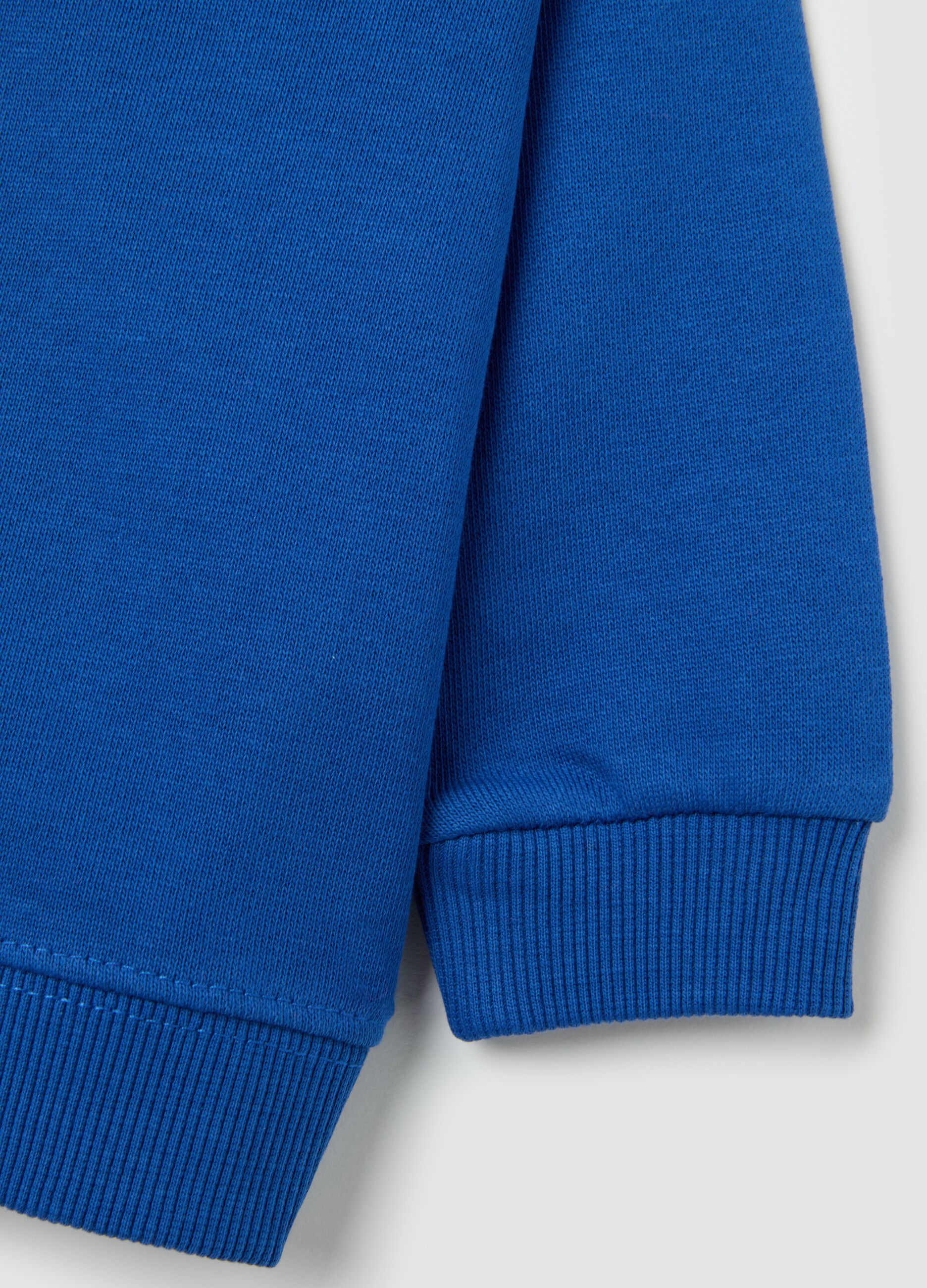 Felpa da bambino in puro cotone blu regular fit