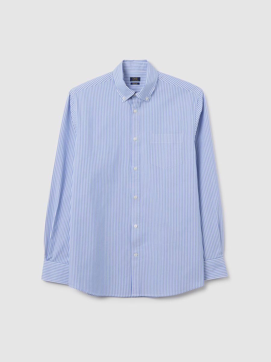 Multicolour easy iron striped cotton blend shirt_4