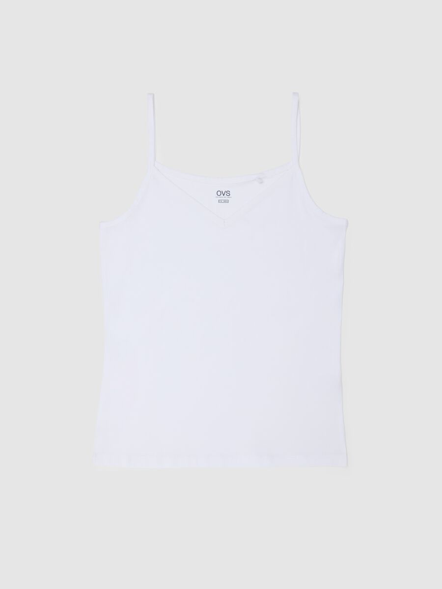 Top da donna in cotone elasticizzato bianco regular fit_4