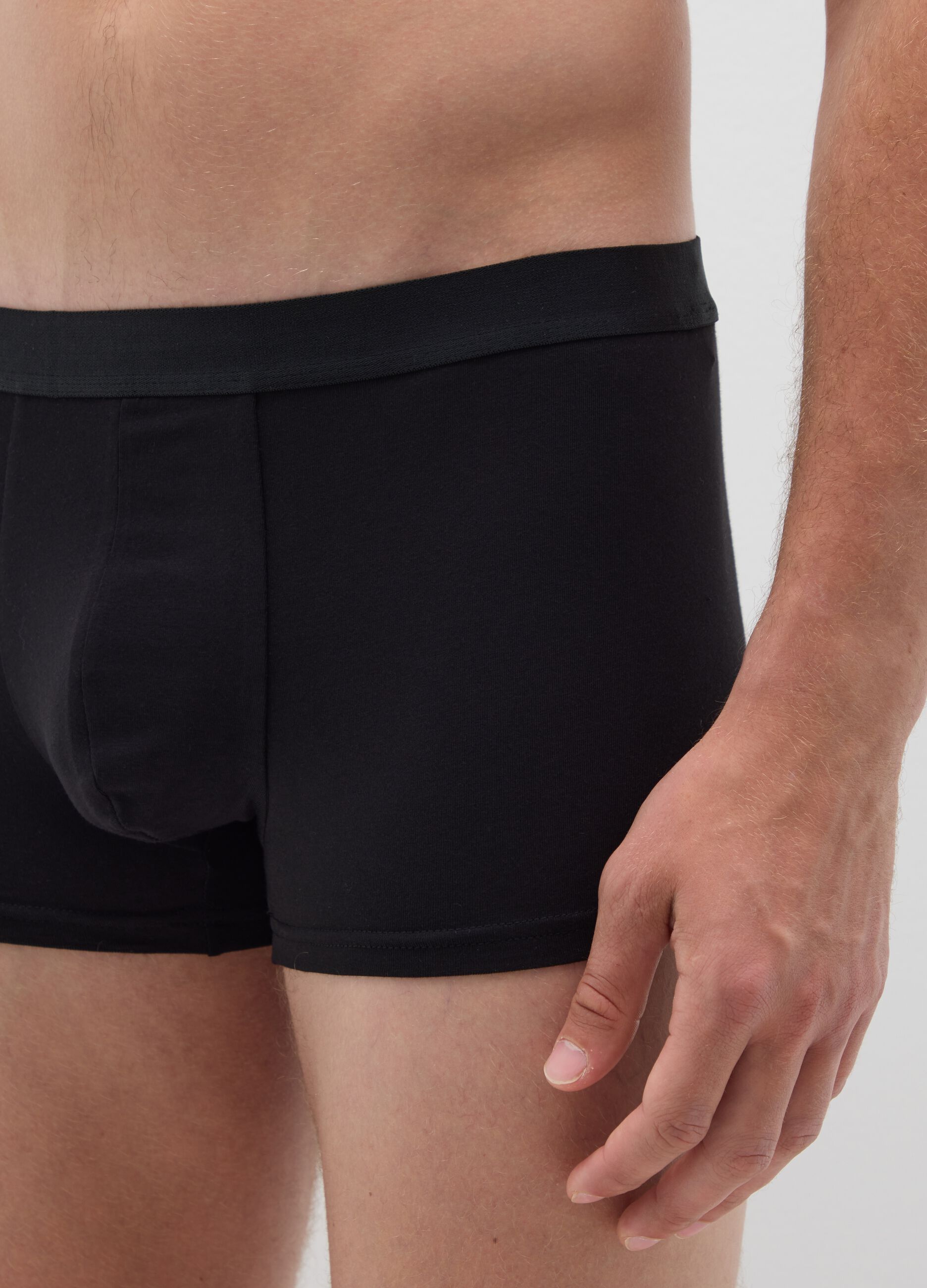 Black stretch cotton boxer regular fit